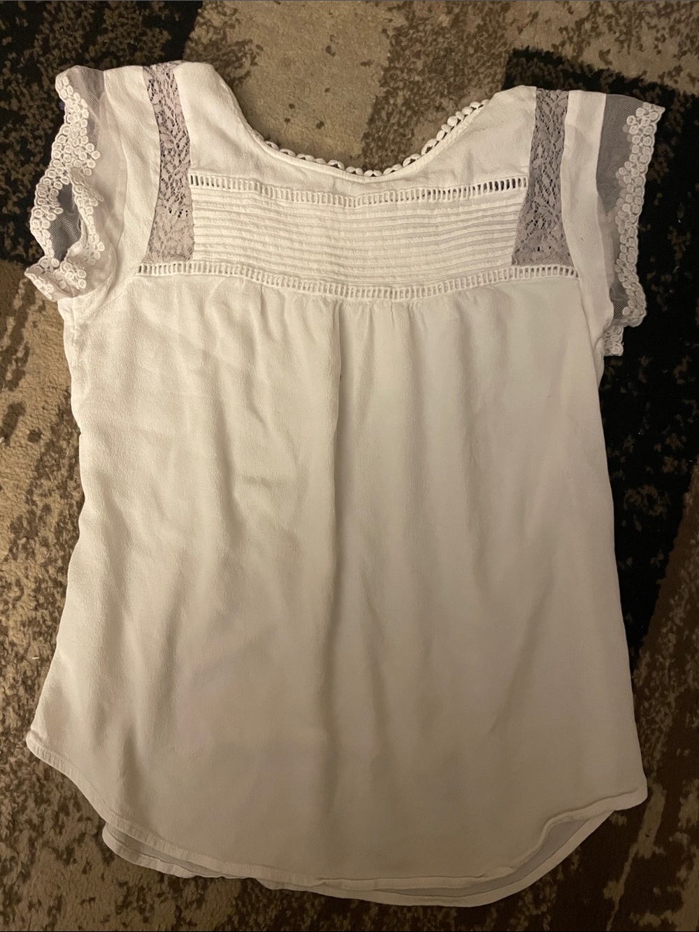 White Lace-Trim Women's Top